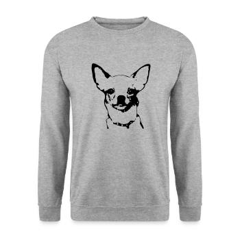 Chihuahua - Unisex Pullover - Weißgrau meliert - Vorne - Alina (178cm) & Michal (187cm)