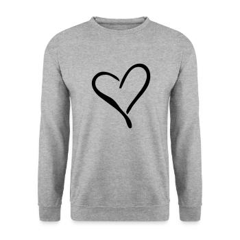 heart - Unisex Pullover - Weißgrau meliert - Vorne - Alina (178cm) & Michal (187cm)