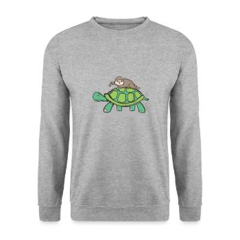 T-shirt de course paresseux - Sweat-shirt Unisexe - gris chiné - Devant - Alina (178cm) & Michal (187cm)