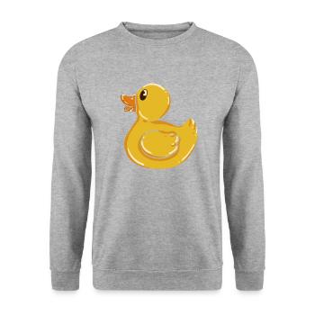 Bathing Duck Squeaky Duck Duck Rubber Duck Chick - Unisex Sweatshirt - salt & pepper - Front - Alina (178cm) & Michal (187cm)