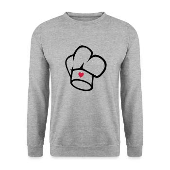 Kochmütze - Unisex Pullover - Weißgrau meliert - Vorne - Alina (178cm) & Michal (187cm)