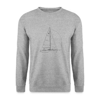 Grafik eines J 80 auf Shirts & Tassen - Unisex Pullover - Weißgrau meliert - Vorne - Alina (178cm) & Michal (187cm)