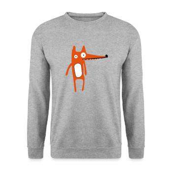 Fuchs - Unisex Pullover - Weißgrau meliert - Vorne - Alina (178cm) & Michal (187cm)