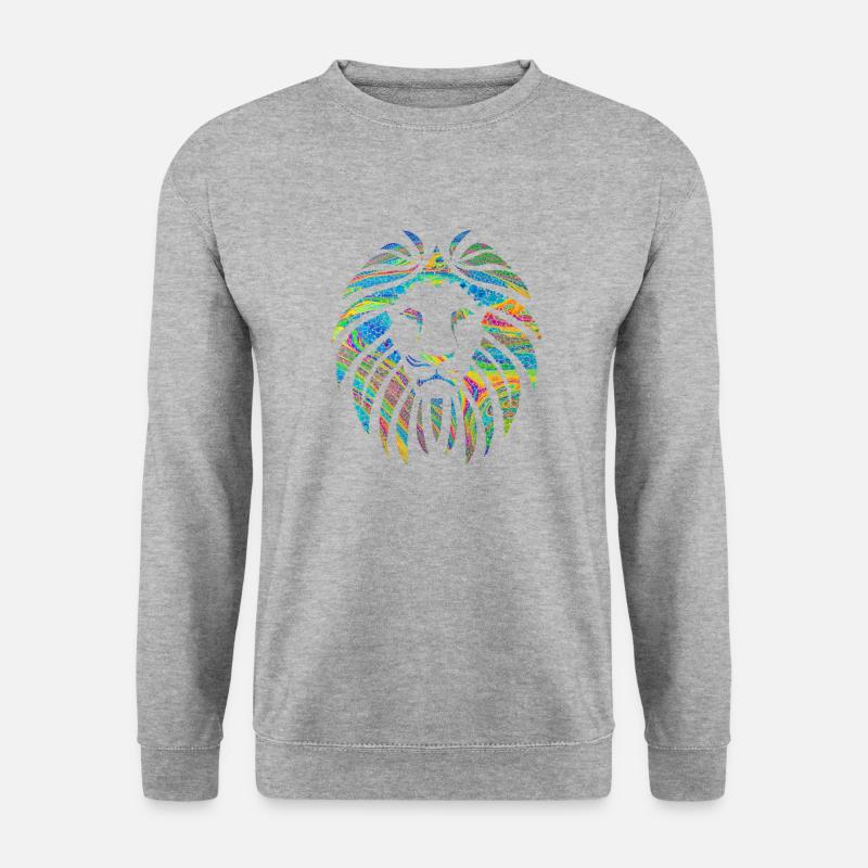 Löwe - Unisex Pullover - Weißgrau meliert