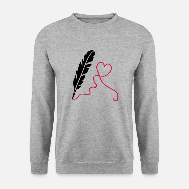 feder_love_2 - Unisex Pullover - Weißgrau meliert