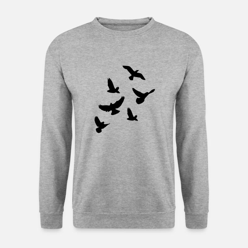 Vögel - Unisex Pullover - Weißgrau meliert