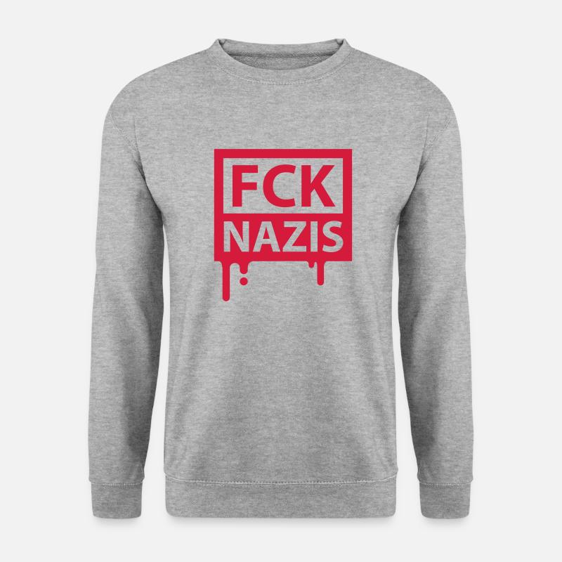 fck_nazis__f1 - Unisex Pullover - Weißgrau meliert