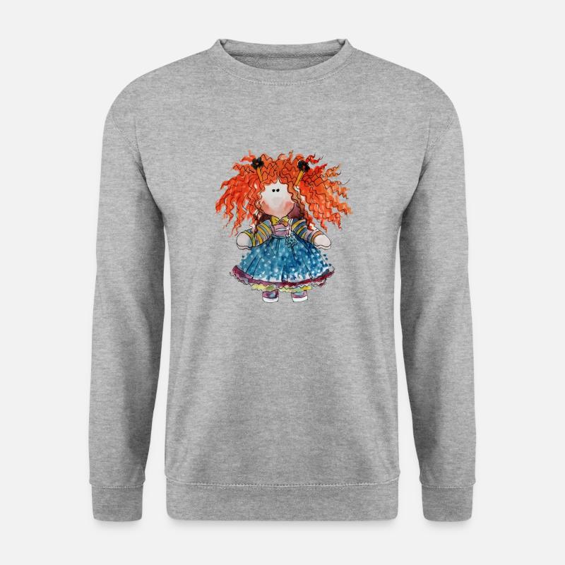 Puppe rothaarig - Unisex Pullover - Weißgrau meliert
