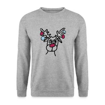 Reindeer - Unisex Sweatshirt - salt & pepper - Front - Alina (178cm) & Michal (187cm)