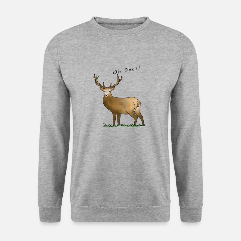 Oh Deer, Hirsch - Unisex Pullover - Weißgrau meliert