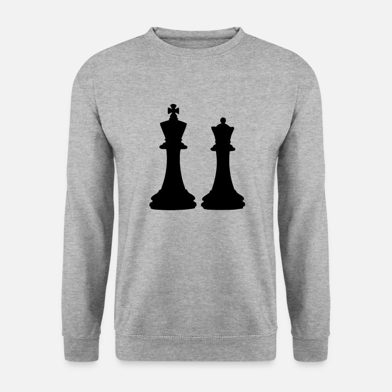 Schach König und Dame - Unisex Pullover - Weißgrau meliert