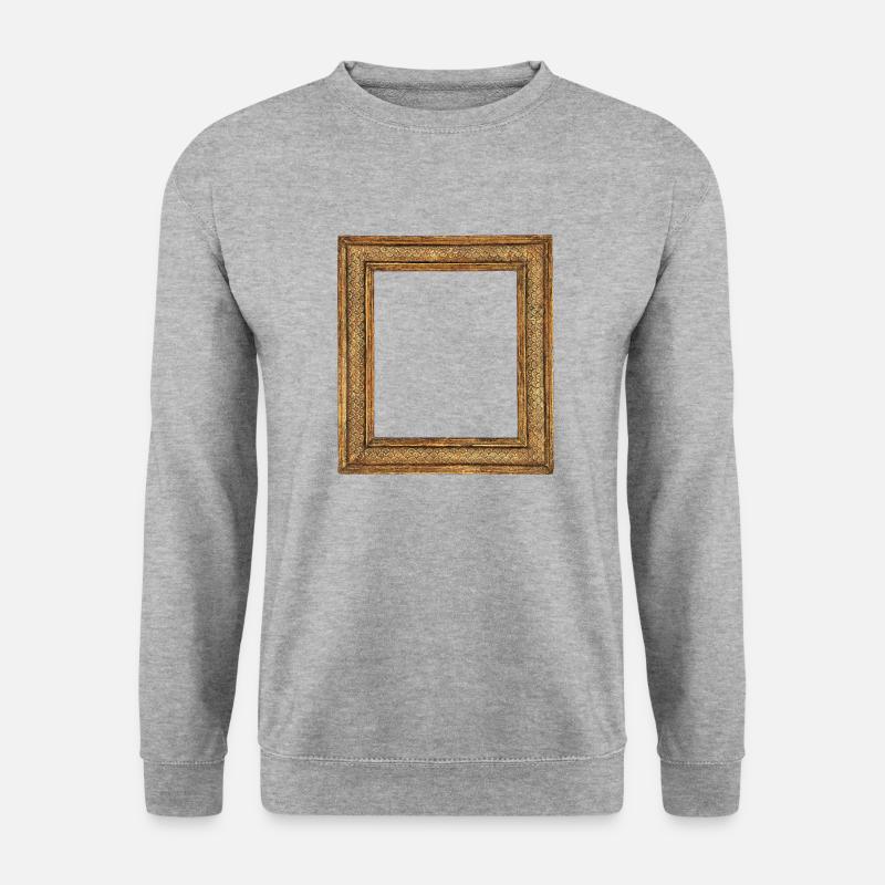 🖼️ Geschuppter goldener Bilderrahmen - Unisex Pullover - Weißgrau meliert