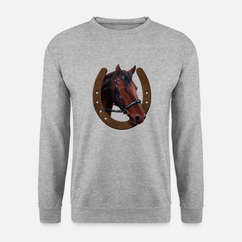 Tête de cheval et fer à cheval - Sweat-shirt Unisexe - gris chiné