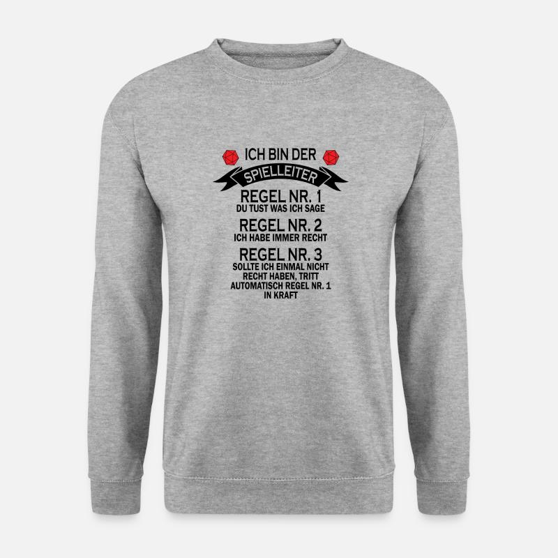 Spielleiter Rollenspiel Nerd Geek Geschenk - Unisex Pullover - Weißgrau meliert