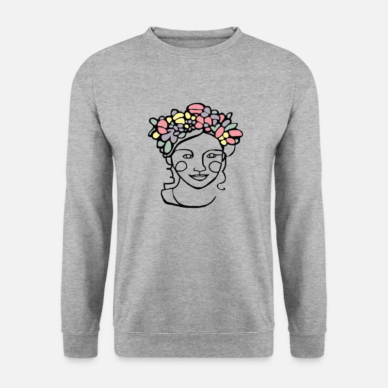 Blumenkranz Frühling - Unisex Pullover - Weißgrau meliert