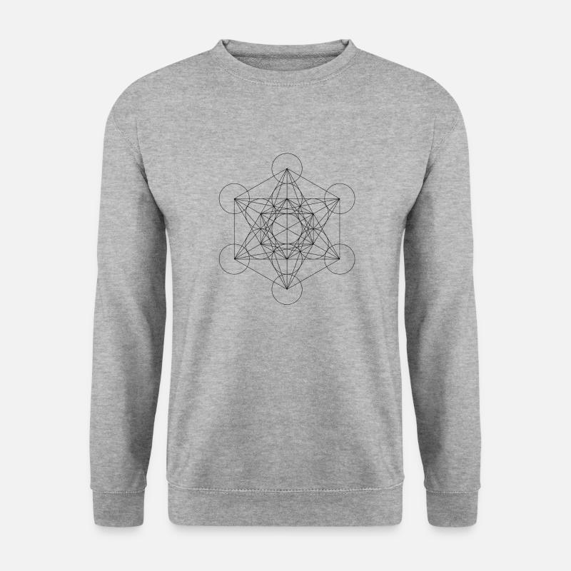 Metatrons Würfel schwarz - Unisex Pullover - Weißgrau meliert
