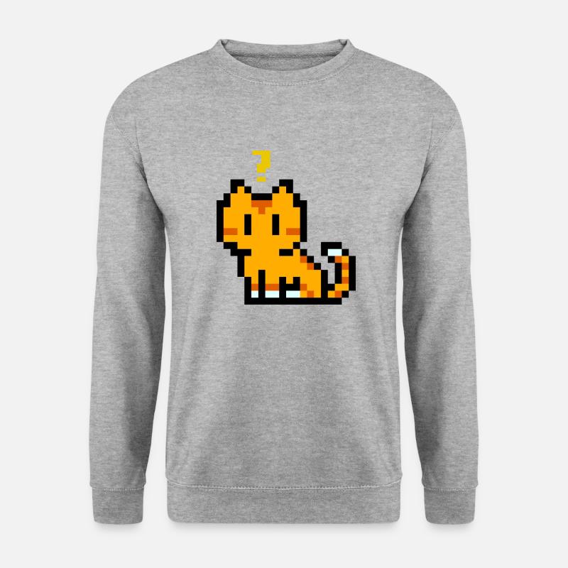 cat pixel - Unisex Pullover - Weißgrau meliert