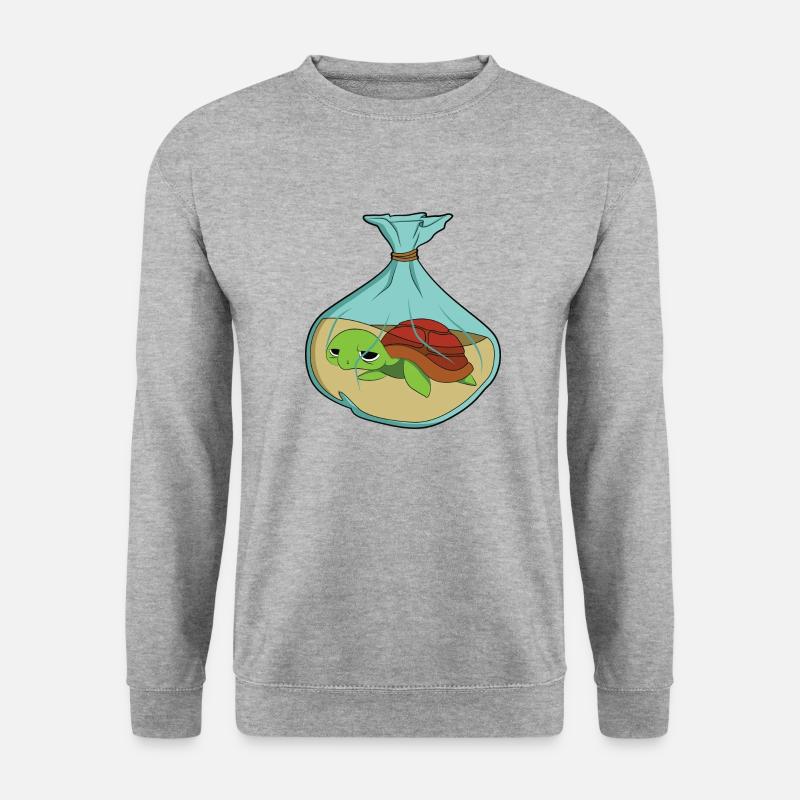 Schildkröte Klimawandel Umweltverschmutzung - Unisex Pullover - Weißgrau meliert