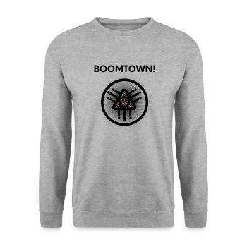 Boomtown Imprimer! - Sweat-shirt Unisexe - gris chiné - Devant - Alina (178cm) & Michal (187cm)