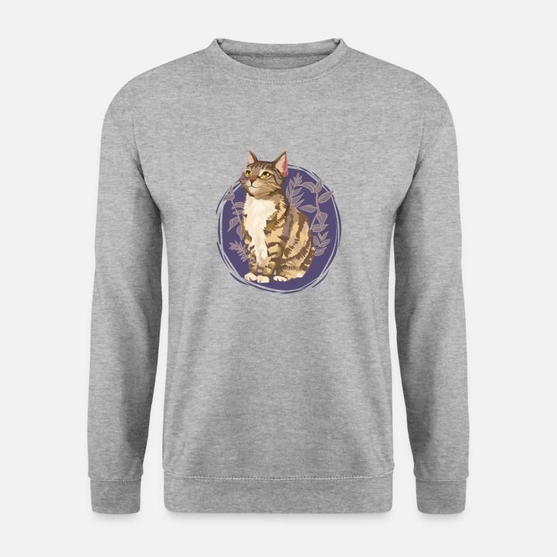 Leafpool Blattsee Tiger Katze Warriors Cats süß - Unisex Pullover - Weißgrau meliert