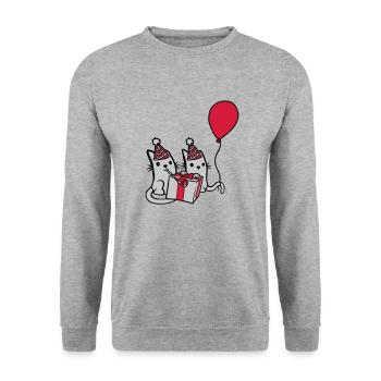 Birthday Cats 2 Friends - Unisex Sweatshirt - salt & pepper - Front - Alina (178cm) & Michal (187cm)