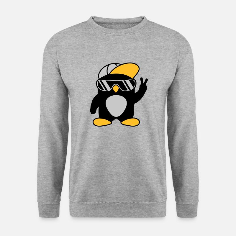 Cool Penguin Peace Hand Signal - Sweat-shirt Unisexe - gris chiné