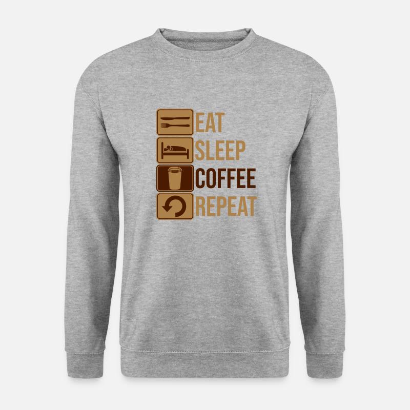 eat sleep coffee repeat - Unisex Pullover - Weißgrau meliert