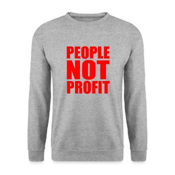 People not profit - Unisex Pullover - Weißgrau meliert - Vorne - Alina (178cm) & Michal (187cm)