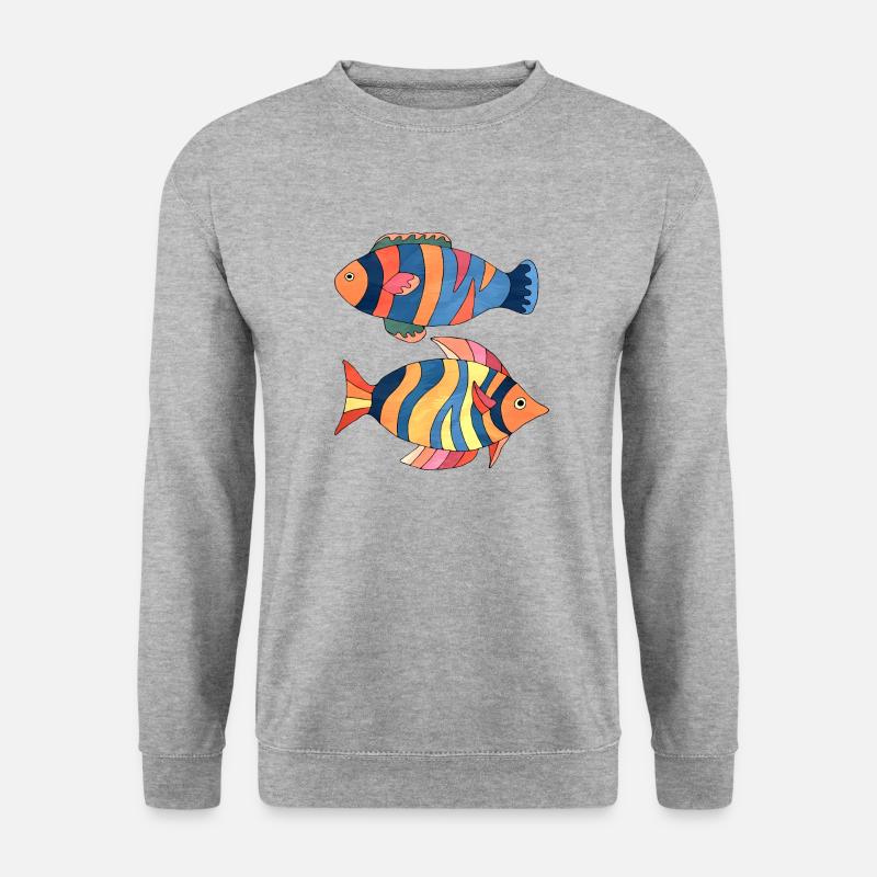 Fische - Unisex Pullover - Weißgrau meliert