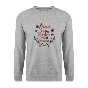 Jesus is the reason for the season - Unisex Sweatshirt - salt & pepper - Front - Alina (178cm) & Michal (187cm)