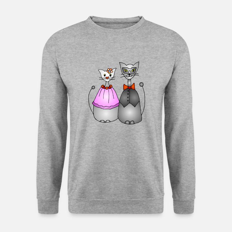 Katzen - Unisex Pullover - Weißgrau meliert