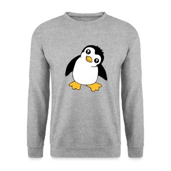 Pingouin Bébé Mignon Petit Drôle Enfant Oiseau Amour - Sweat-shirt Unisexe - gris chiné - Devant - Alina (178cm) & Michal (187cm)