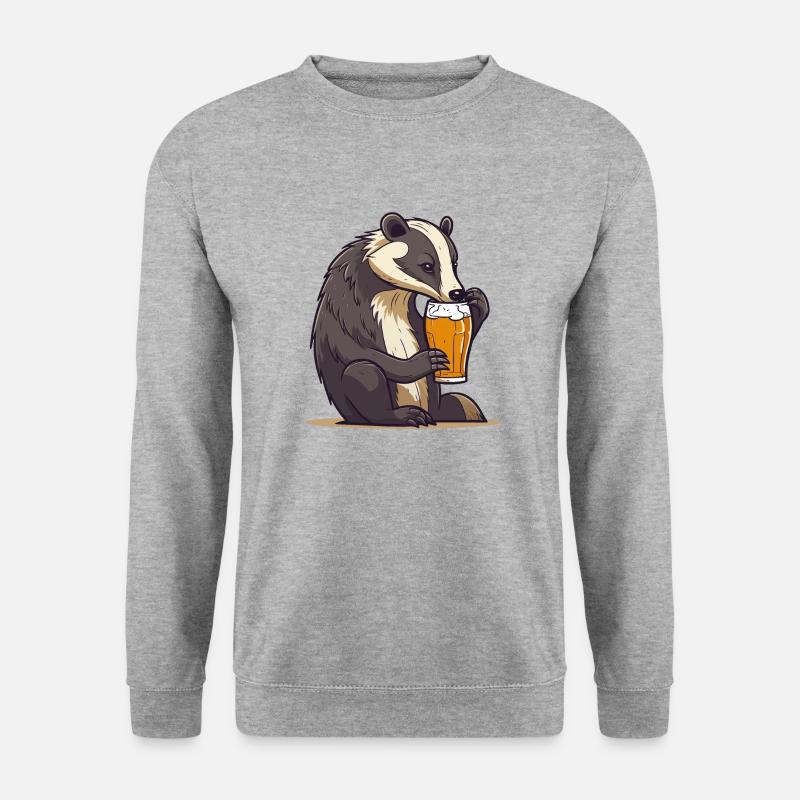 Badger drinks beer - Unisex Sweatshirt - salt & pepper