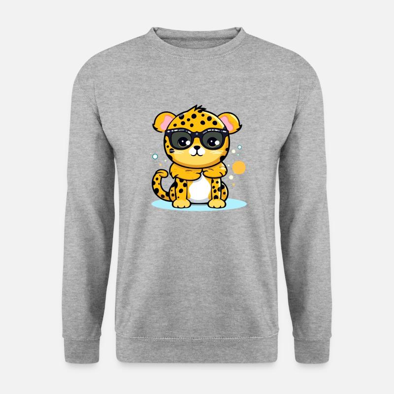Mazzi der Leopard - Unisex Pullover - Weißgrau meliert