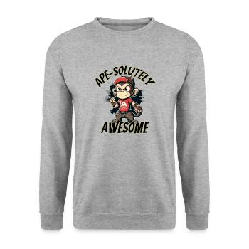 Ape-solutely Awesome - lustiges Affen Design - Unisex Pullover - Weißgrau meliert - Vorne - Alina (178cm) & Michal (187cm)