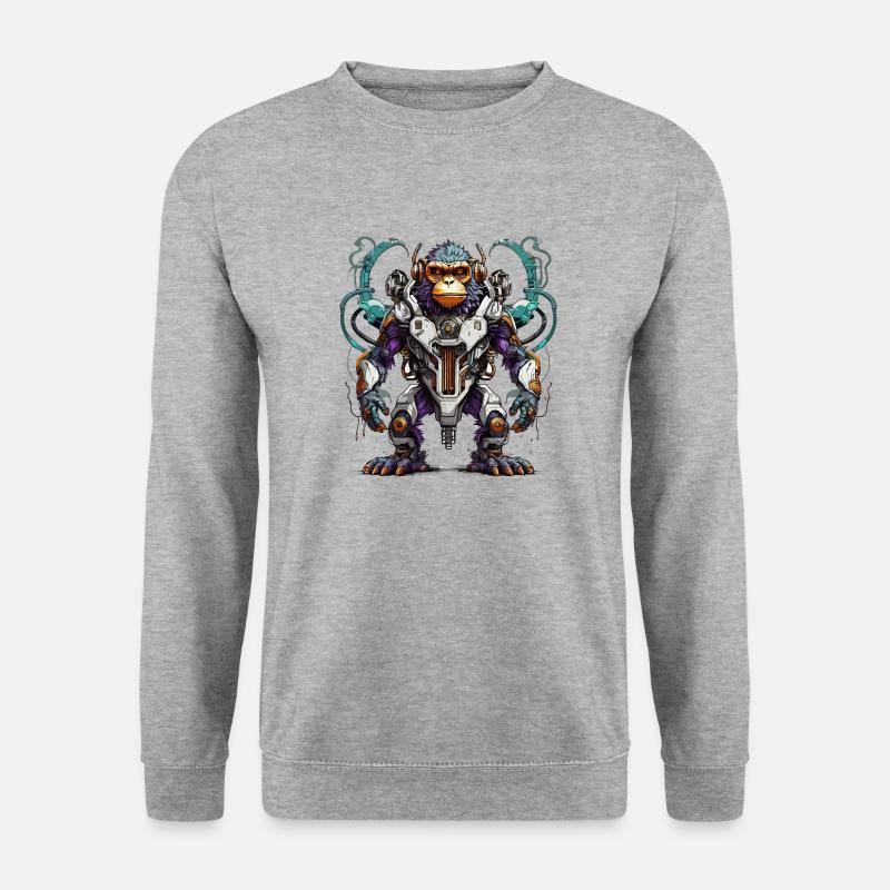 Cyber-Affe - Unisex Pullover - Weißgrau meliert