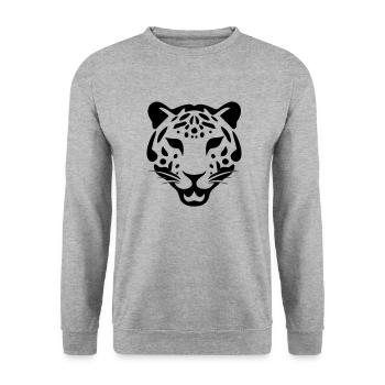 Leopard - Unisex Pullover - Weißgrau meliert - Vorne - Alina (178cm) & Michal (187cm)