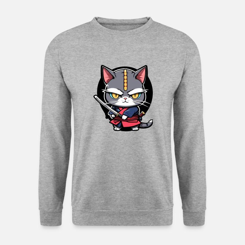 Samurai Cat #8 - Unisex Sweatshirt - salt & pepper