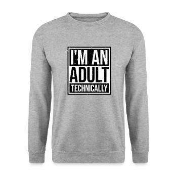Je suis un adulte techniquement techniquement adulte blague - Sweat-shirt Unisexe - gris chiné - Devant - Alina (178cm) & Michal (187cm)