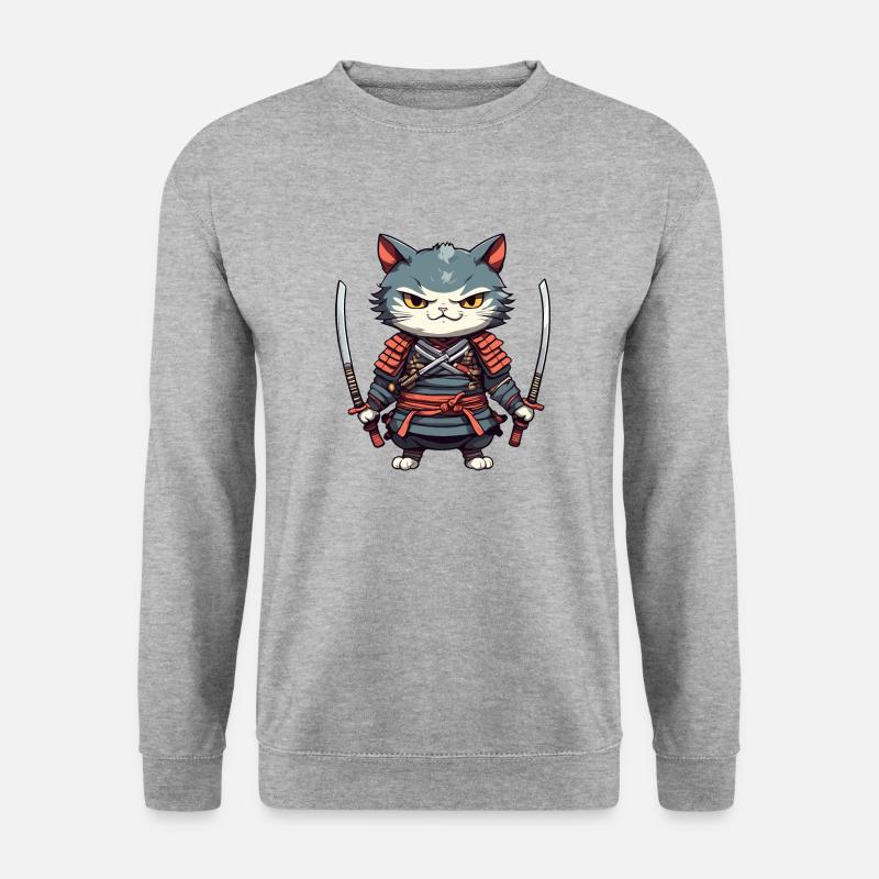 Samurai Cat #35 - Unisex Sweatshirt - salt & pepper