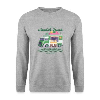 Gesunder Busfahrer - Unisex Pullover - Weißgrau meliert - Vorne - Alina (178cm) & Michal (187cm)