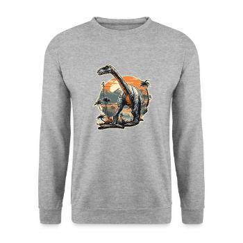 Dinosaurier / Tier / Urzeit / Reptil / Jungs - Unisex Pullover - Weißgrau meliert - Vorne - Alina (178cm) & Michal (187cm)