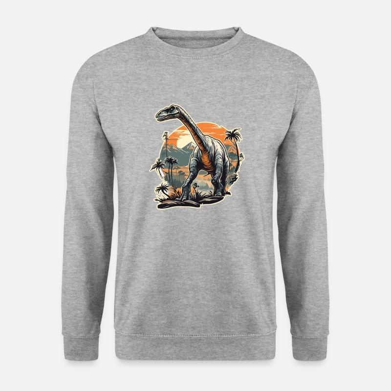 Dinosaurier / Tier / Urzeit / Reptil / Jungs - Unisex Pullover - Weißgrau meliert