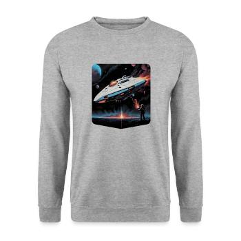 Vaisseau spatial de la planète Ai - Sweat-shirt Unisexe - gris chiné - Devant - Alina (178cm) & Michal (187cm)