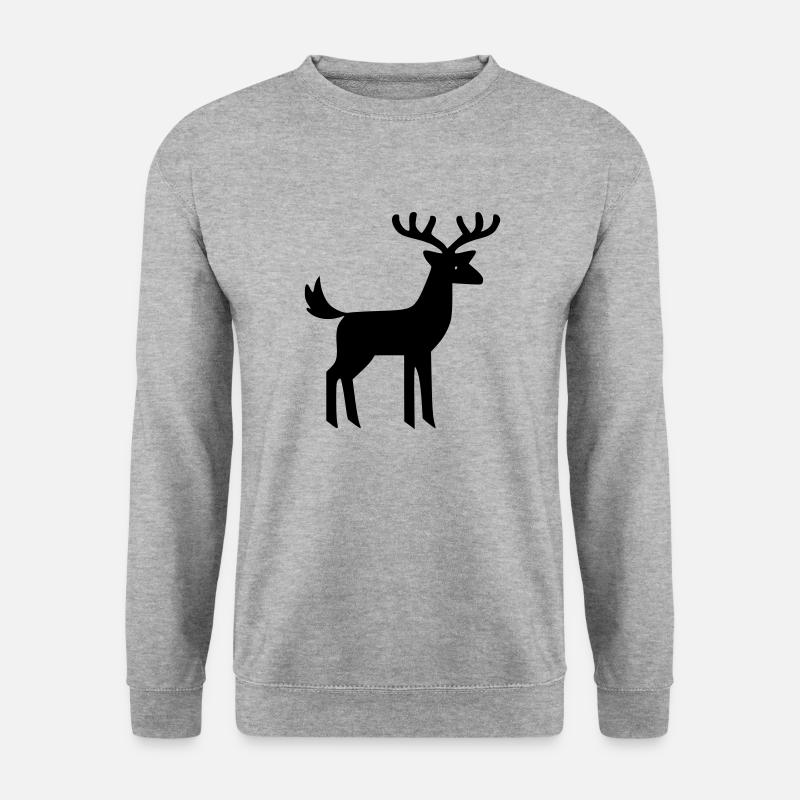 Hirsch - Unisex Pullover - Weißgrau meliert