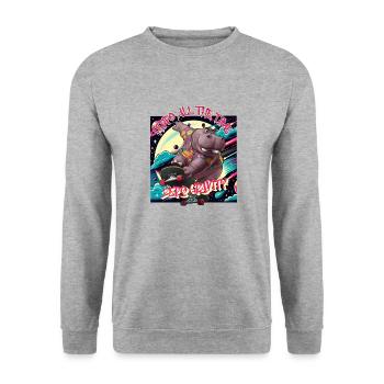 Hippo All the Time - Zero Gravity - Unisex Pullover - Weißgrau meliert - Vorne - Alina (178cm) & Michal (187cm)