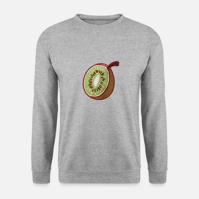 Gestickte Kiwi - Unisex Pullover - Weißgrau meliert