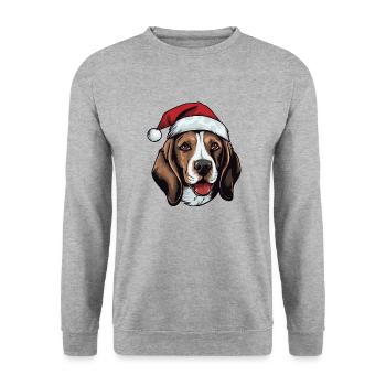 Beagle Dog Head Christmas Portrait - Unisex Sweatshirt - salt & pepper - Front - Alina (178cm) & Michal (187cm)