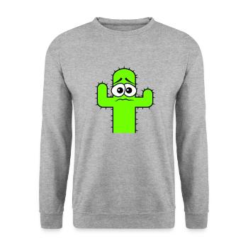 Cactus Visage Peur Triste Désert Drôle Cactus - Sweat-shirt Unisexe - gris chiné - Devant - Alina (178cm) & Michal (187cm)