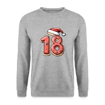 Biscuit de Noël à 18 chiffres - Sweat-shirt Unisexe - gris chiné - Devant - Alina (178cm) & Michal (187cm)